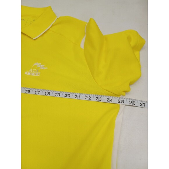 Antigua Golf Polo Shirt AGA Tour Yellow White Size XL Short Sleeve - Picture 8 of 10